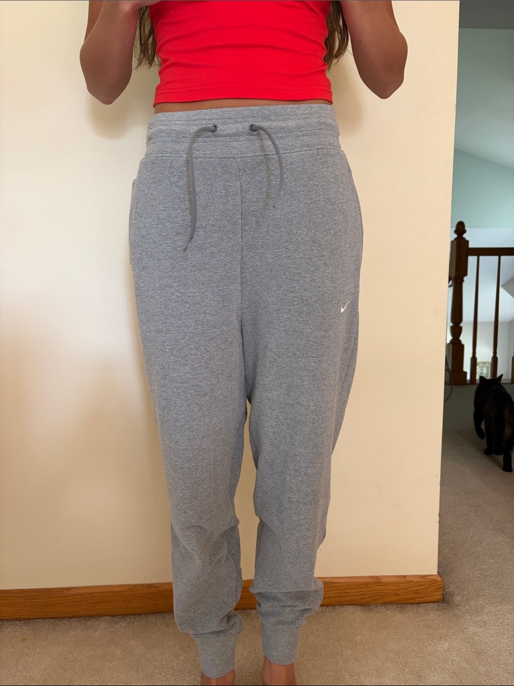 Nike Grey Girls' Fleece Joggers with Swoosh